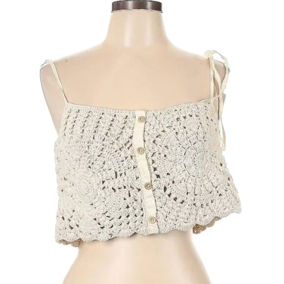 Zara Tops - Zara Ivory Crochet Crop Top